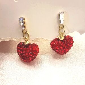 ZARA crystal rhinestone heart earrings Nwot